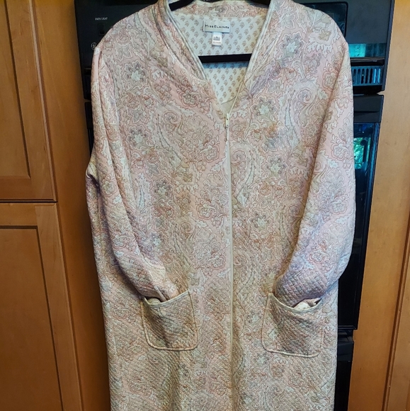 Miss Elaine French Terry robe long sleeves pockets zip up large - Picture 1 of 4